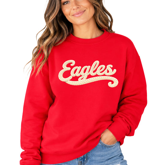 Eagles school spirit sweatshirt ink-printed yarn look in Red, view 2