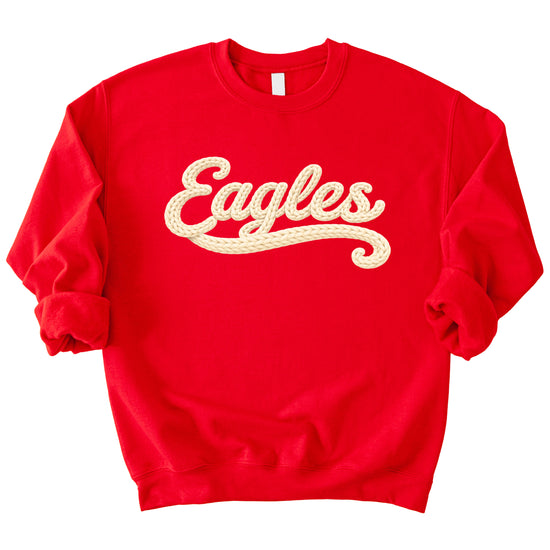 Eagles school spirit sweatshirt ink-printed yarn look in Red, view 3