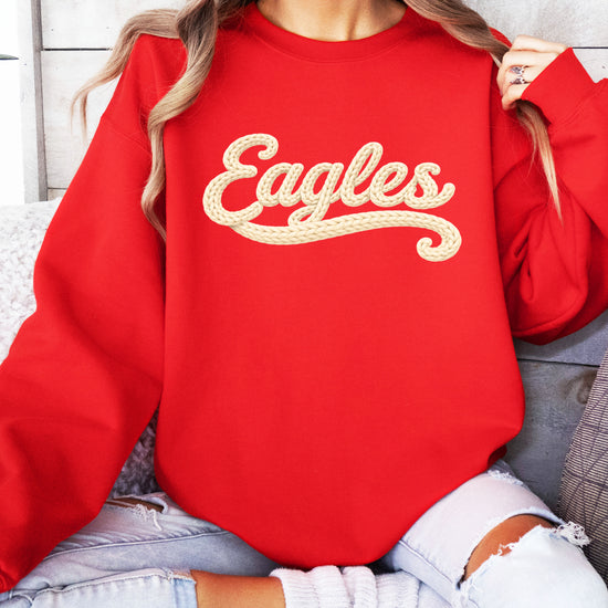 Eagles school spirit sweatshirt ink-printed yarn look in Red, view 4