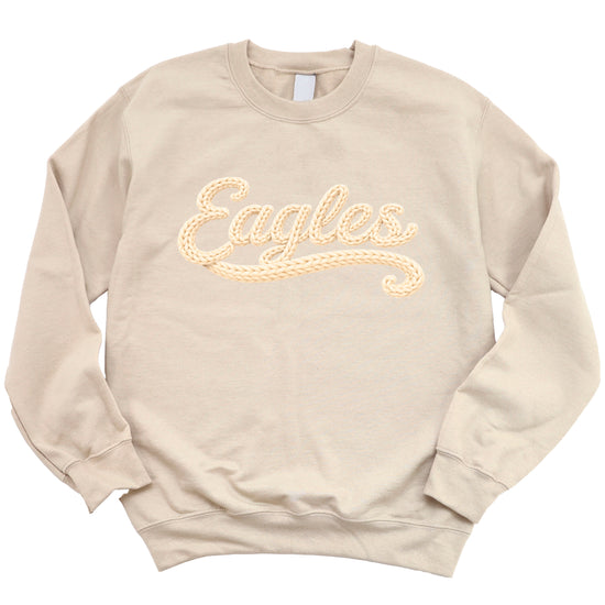 Eagles school spirit sweatshirt ink-printed yarn look in Sand, view 4