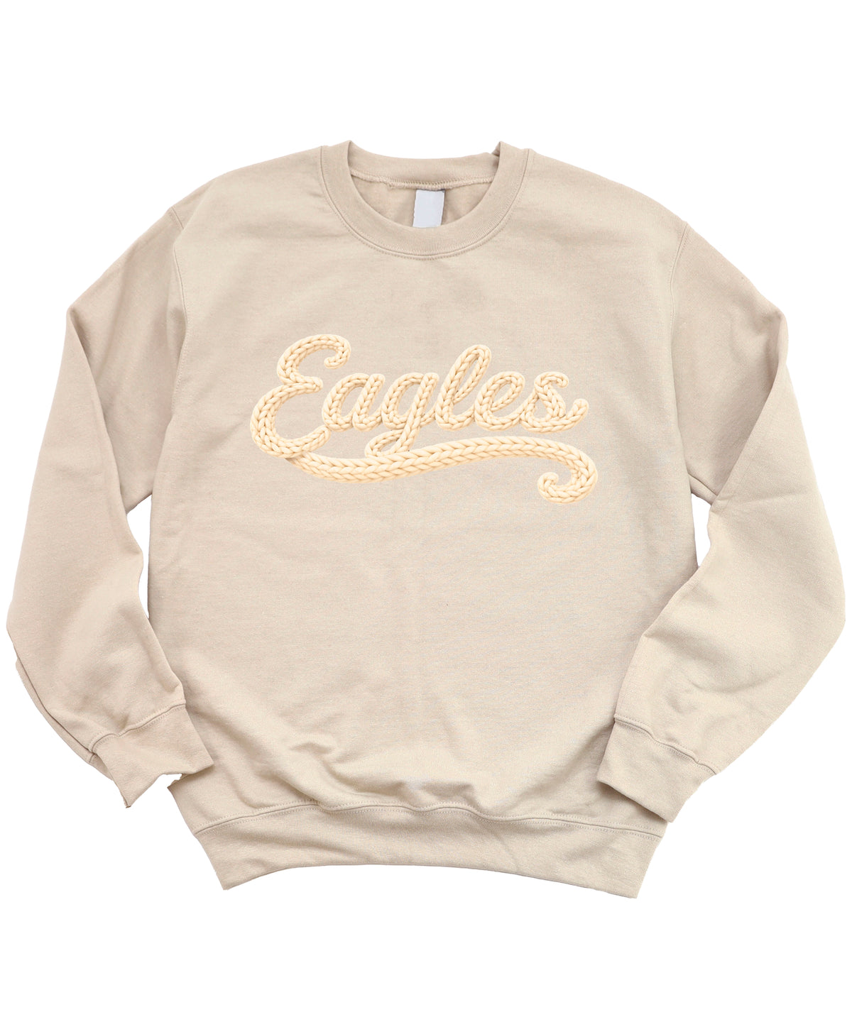 Eagles school spirit sweatshirt ink-printed yarn look in Sand, view 4