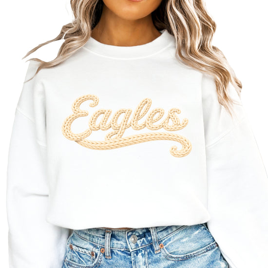 Eagles school spirit sweatshirt ink-printed yarn look in White, view 2