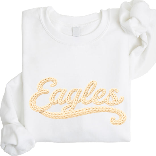 Eagles school spirit sweatshirt ink-printed yarn look in White, view 3