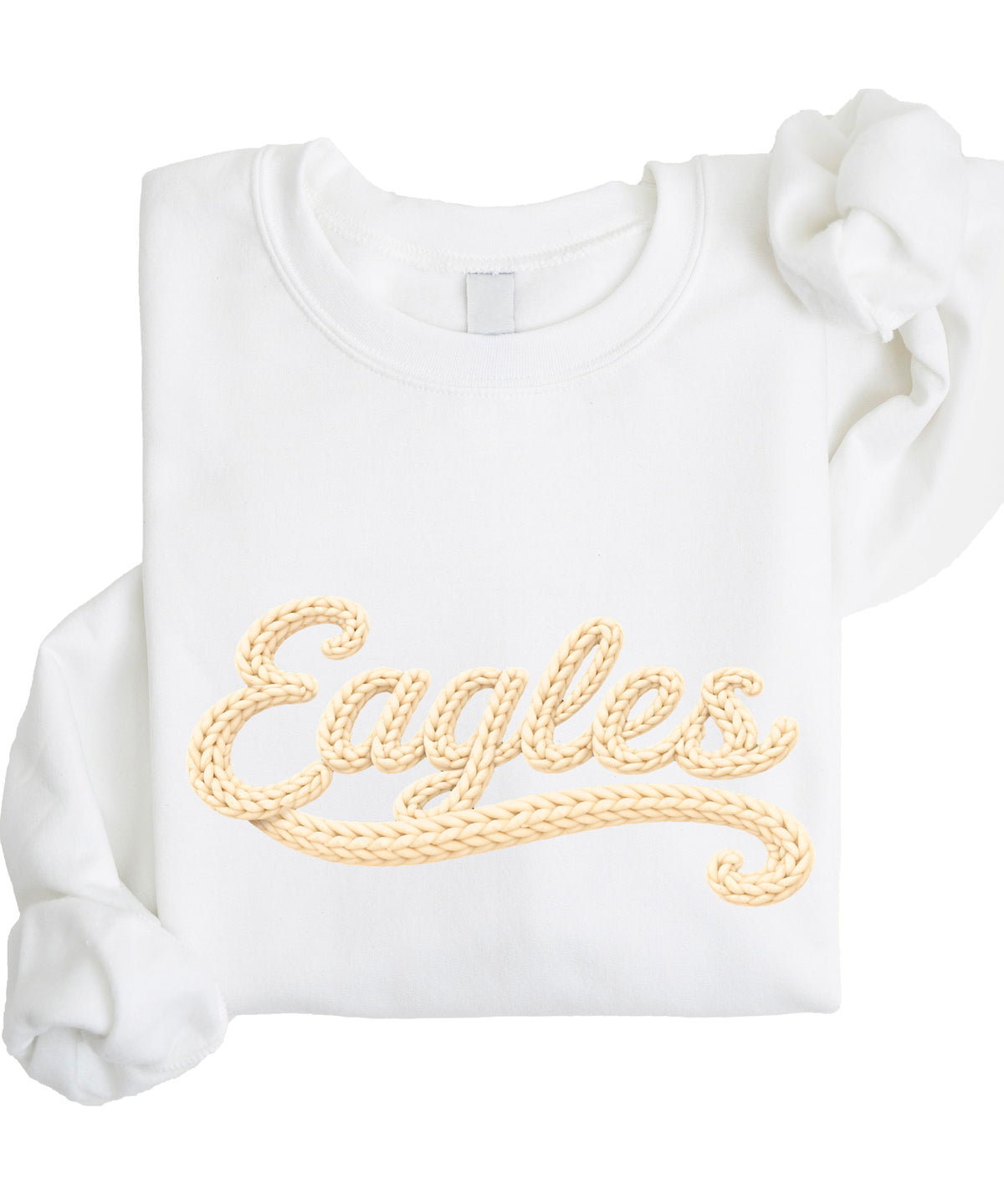 Eagles school spirit sweatshirt ink-printed yarn look in White, view 3
