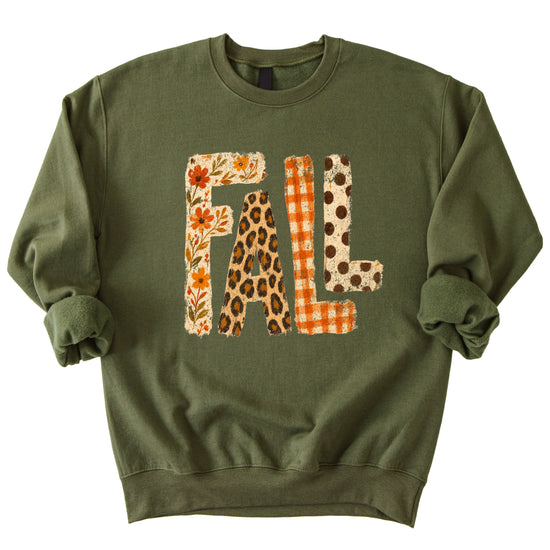 Fall Sweatshirt for Women and Teen Girls Leopard Floral Plaid Autumn Crewneck Pullover - Army Green Sweatshirt view 3