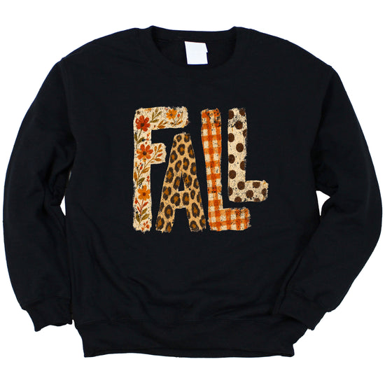 Fall Sweatshirt for Women and Teen Girls Leopard Floral Plaid Autumn Crewneck Pullover - Black Sweatshirt view 3