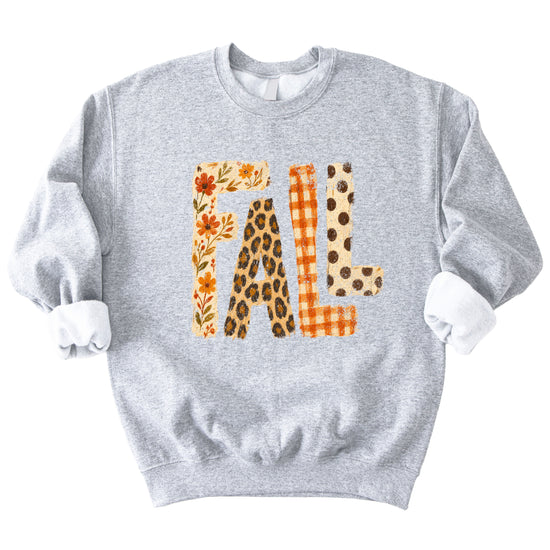 Fall Sweatshirt for Women and Teen Girls Leopard Floral Plaid Autumn Crewneck Pullover - Gray Sweatshirt view 3
