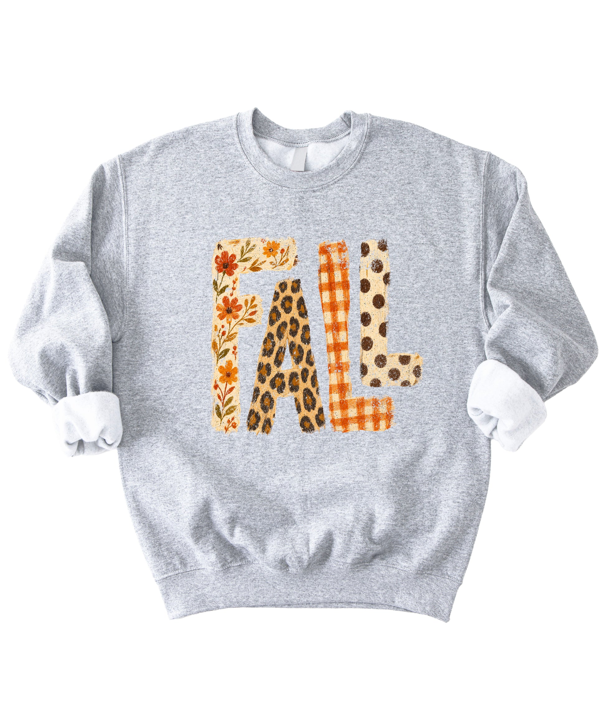 Fall Sweatshirt for Women and Teen Girls Leopard Floral Plaid Autumn Crewneck Pullover - Gray Sweatshirt view 3