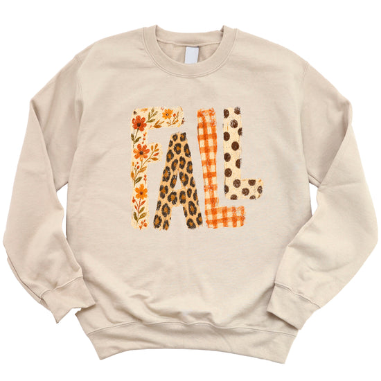 Fall Sweatshirt for Women and Teen Girls Leopard Floral Plaid Autumn Crewneck Pullover - Sand Sweatshirt view 3