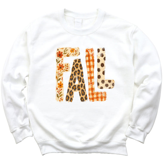 Fall Sweatshirt for Women and Teen Girls Leopard Floral Plaid Autumn Crewneck Pullover - White Sweatshirt view 3