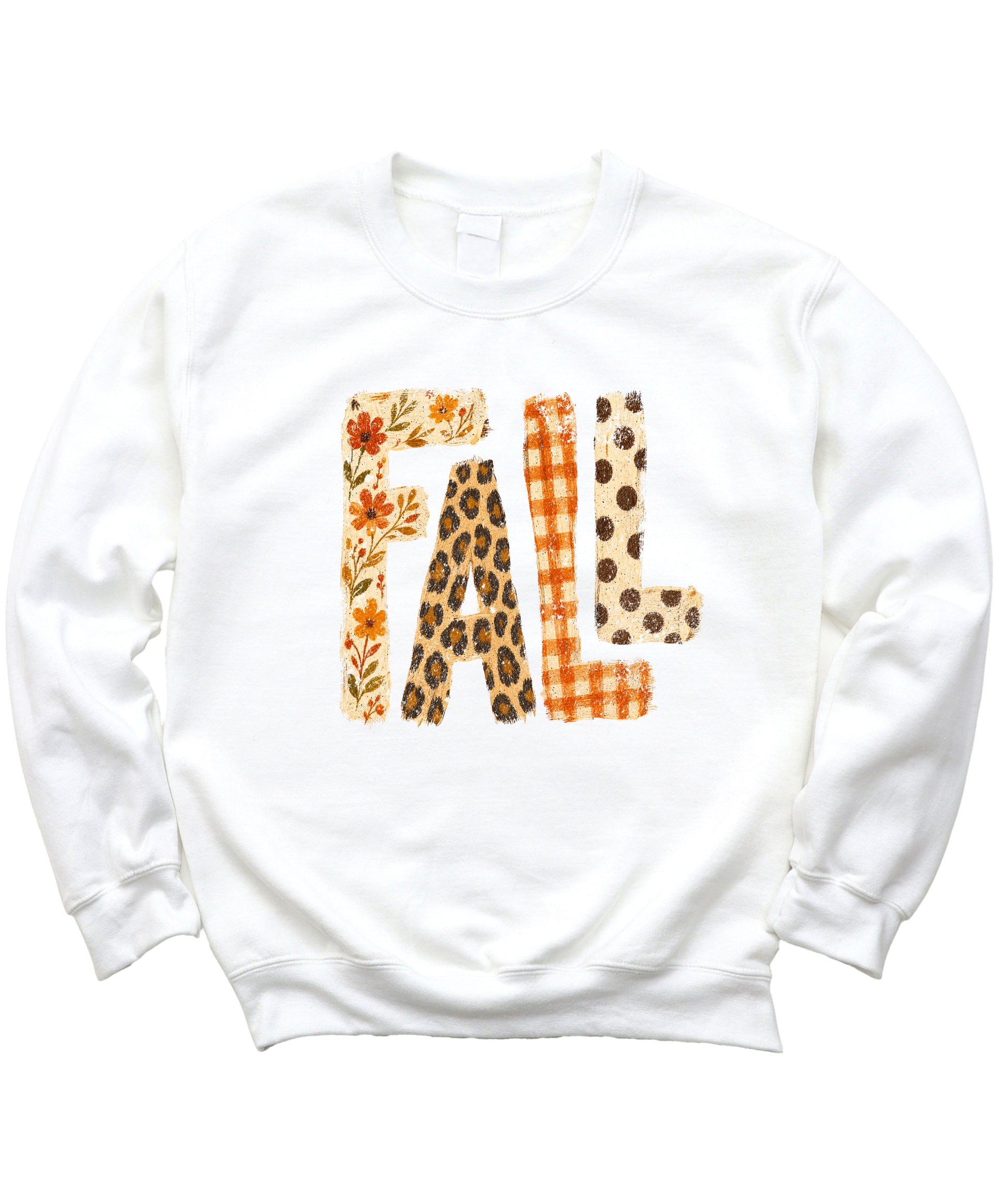 Fall Sweatshirt for Women and Teen Girls Leopard Floral Plaid Autumn Crewneck Pullover - White Sweatshirt view 3