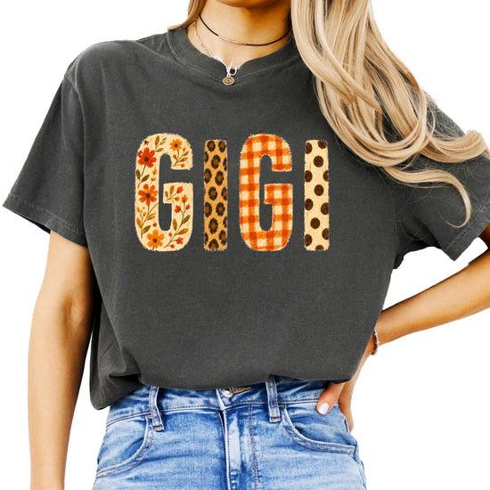Fall Floral Mama Nana Gigi grandma graphic tee, Gigi - Pepper Shirt, view 1