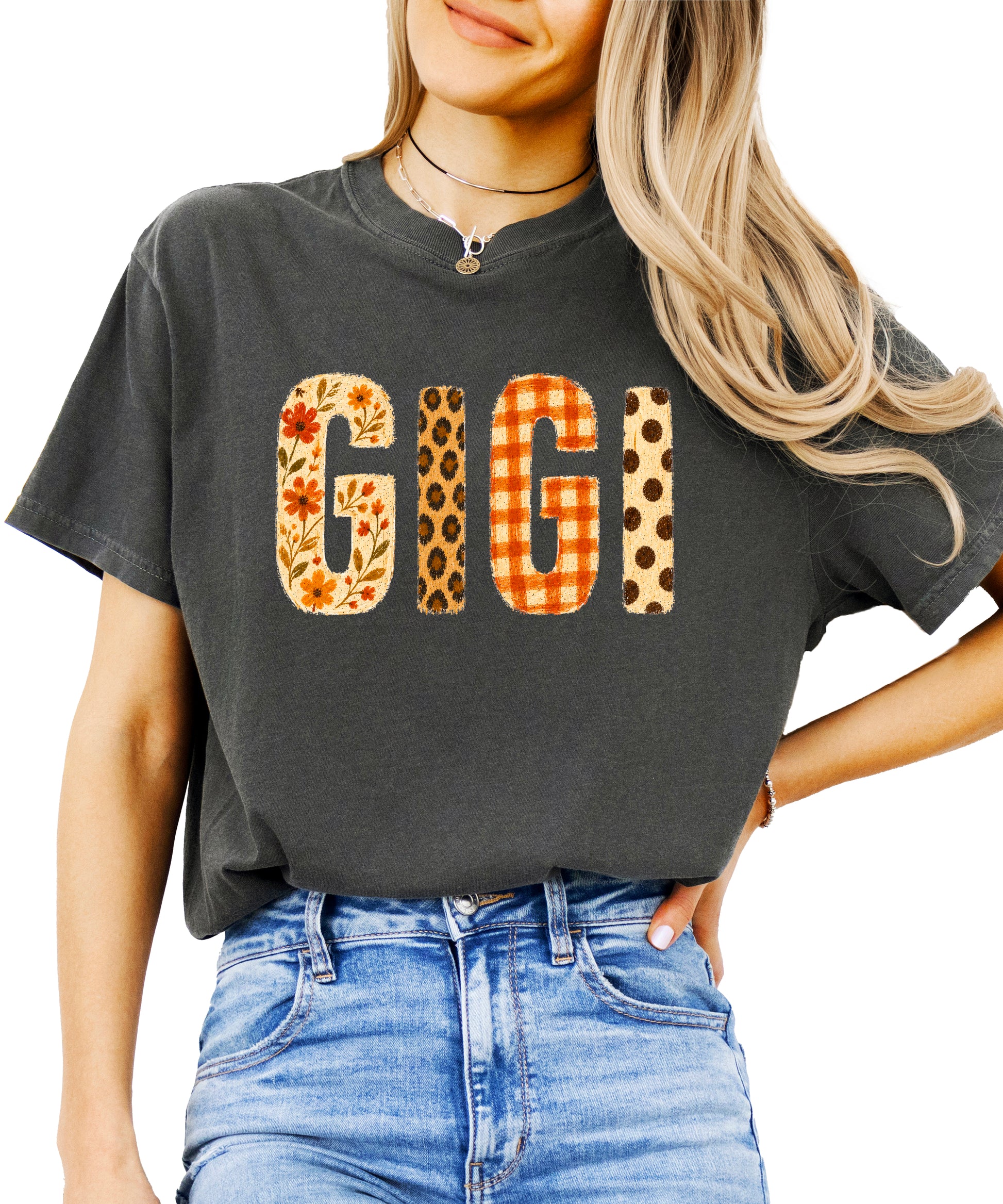 Fall Floral Mama Nana Gigi grandma graphic tee, Gigi - Pepper Shirt, view 1