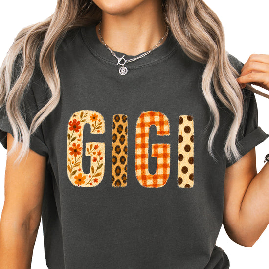 Fall Floral Mama Nana Gigi grandma graphic tee, Gigi - Pepper Shirt, view 3