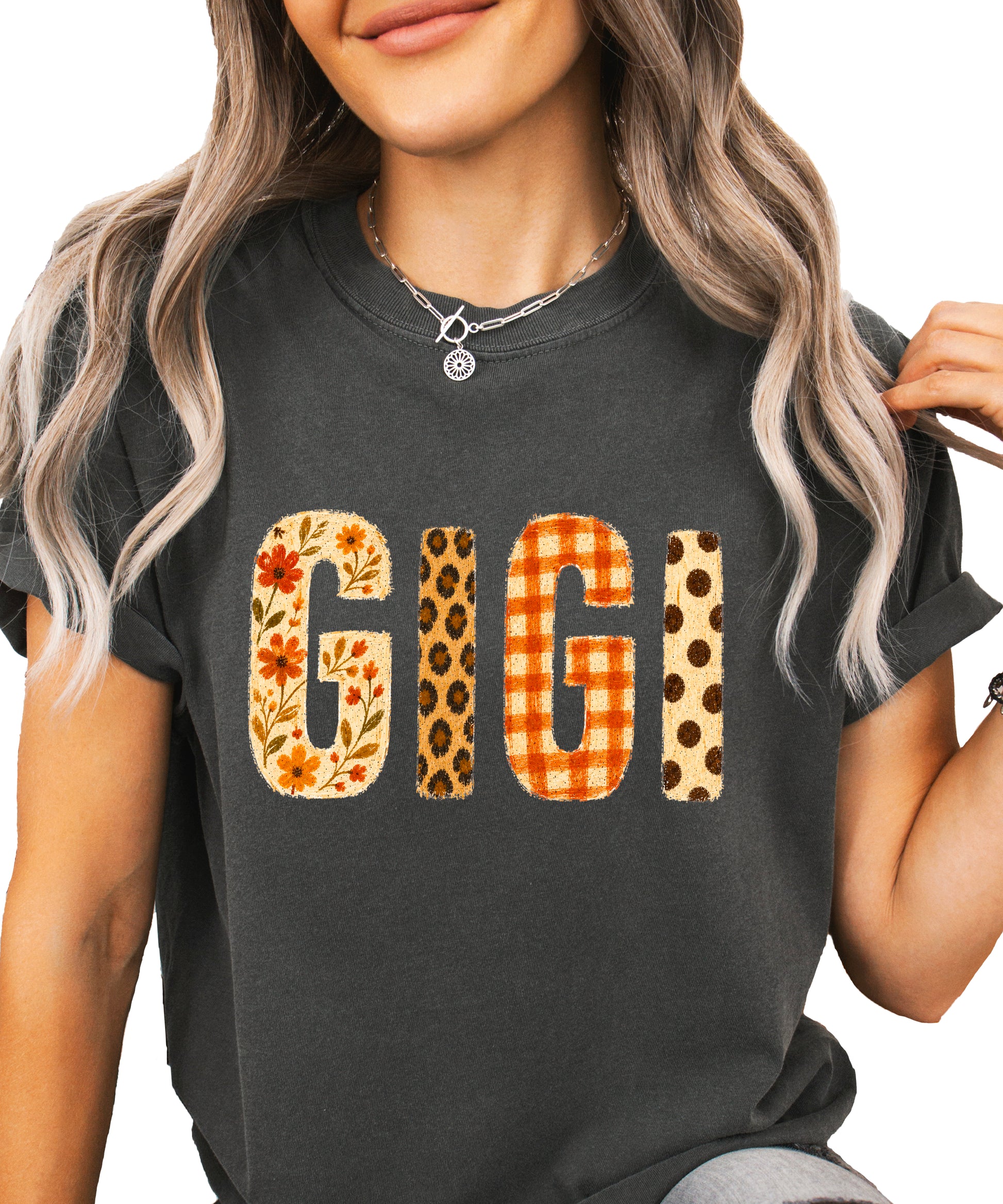 Fall Floral Mama Nana Gigi grandma graphic tee, Gigi - Pepper Shirt, view 3