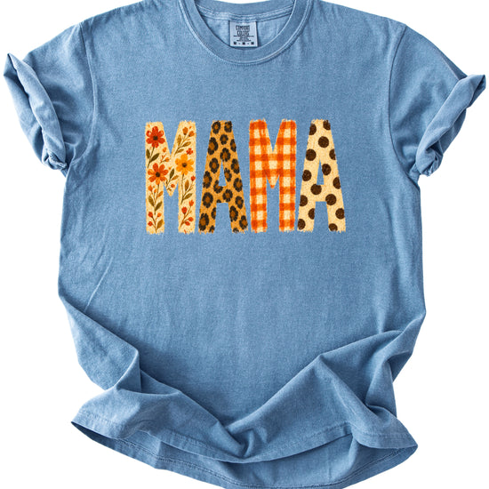 Fall Floral Mama Nana Gigi grandma graphic tee, Mama - Blue Jean Shirt, view 2