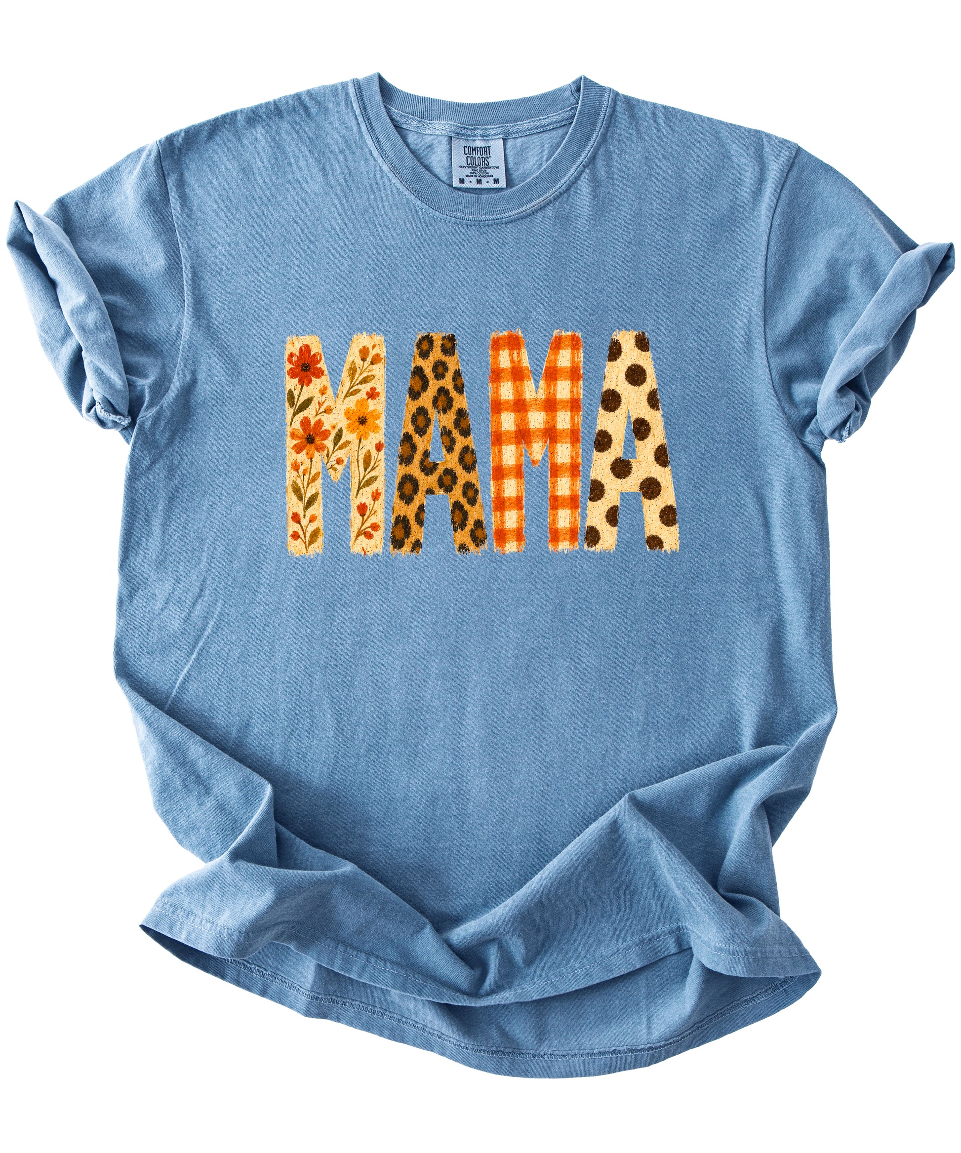 Fall Floral Mama Nana Gigi grandma graphic tee, Mama - Blue Jean Shirt, view 2