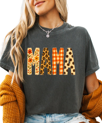 Fall Floral Mama Nana Gigi grandma graphic tee, Mama - Pepper Shirt, view 1