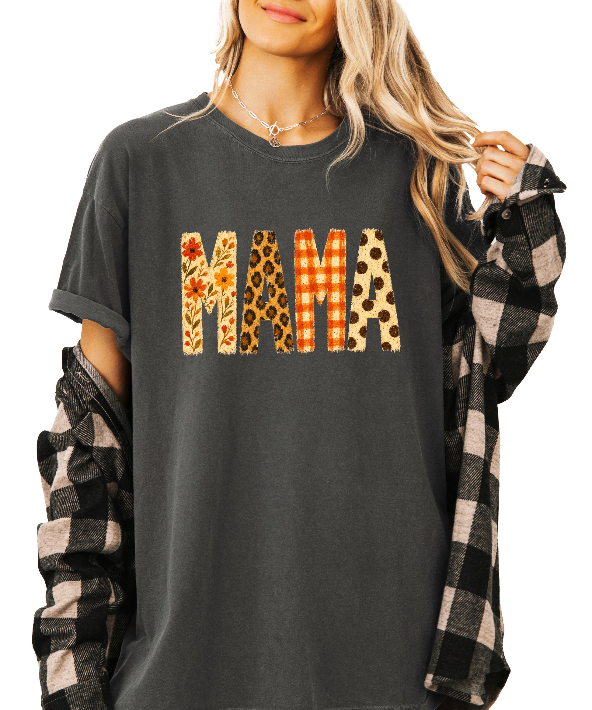 Fall Floral Mama Nana Gigi grandma graphic tee, Mama - Pepper Shirt, view 3