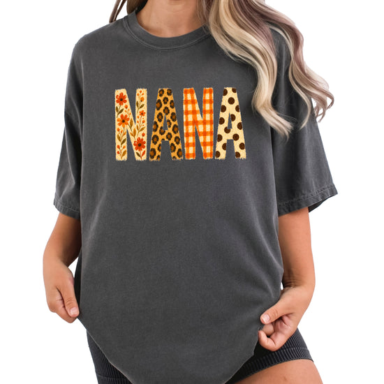 Fall Floral Mama Nana Gigi grandma graphic tee, Nana - Pepper Shirt, view 3