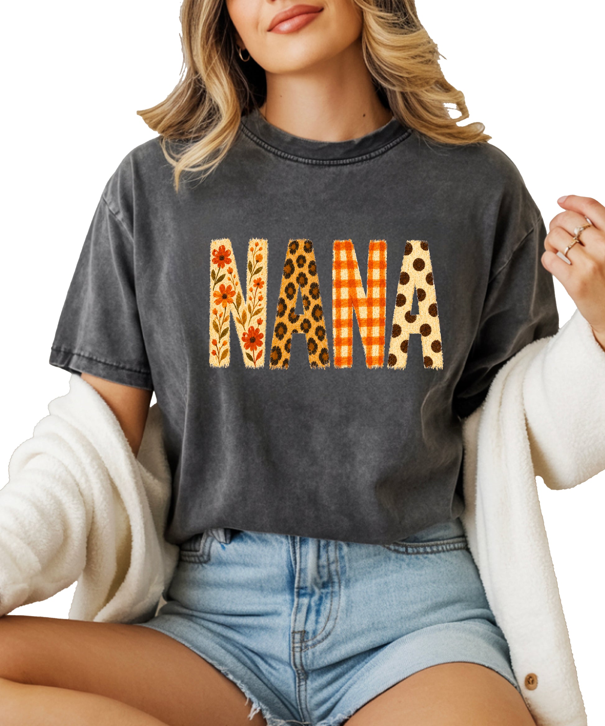 Fall Floral Mama Nana Gigi grandma graphic tee, Nana - Pepper Shirt, view 4