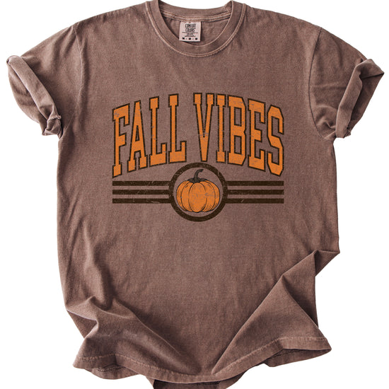 Fall Vibes Pumpkin retro varsity graphic tee, Espresso Shirt, view 3