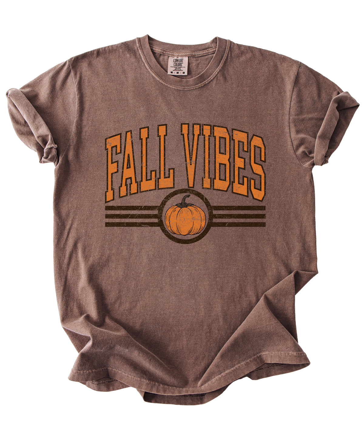 Fall Vibes Pumpkin retro varsity graphic tee, Espresso Shirt, view 3