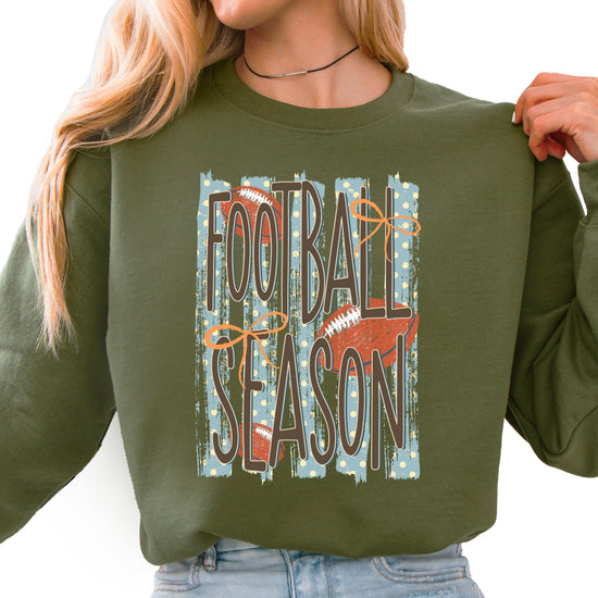 Football Season polka dot Army Green crewneck sweatshirt, view 2