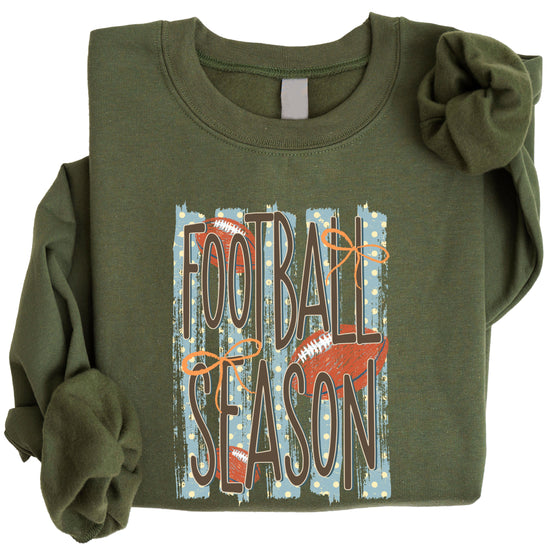 Football Season polka dot Army Green crewneck sweatshirt, view 3