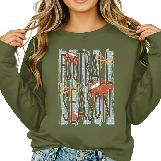 Football Season polka dot Army Green crewneck sweatshirt, view 6