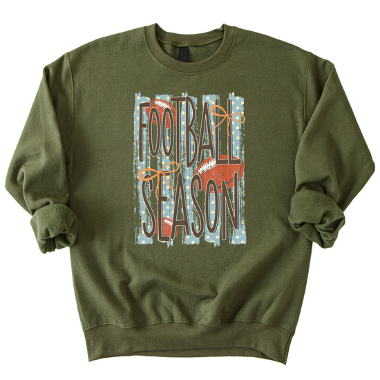 Football Season polka dot Army Green crewneck sweatshirt, view 7