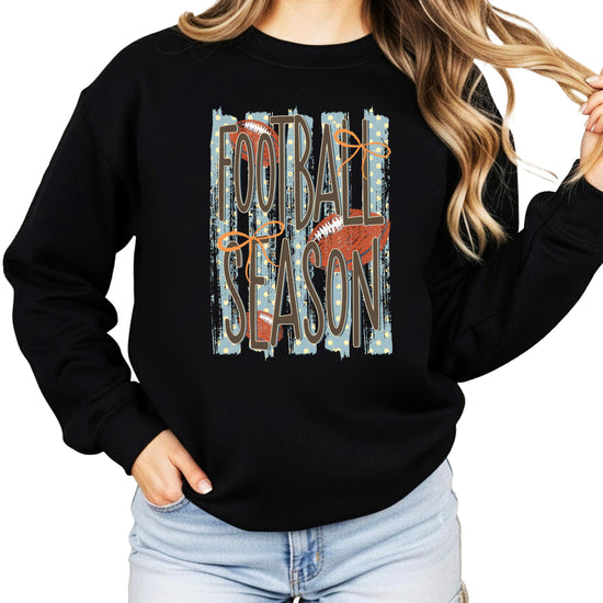 Football Season polka dot Black crewneck sweatshirt, view 1