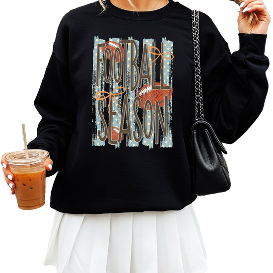 Football Season polka dot Black crewneck sweatshirt, view 2