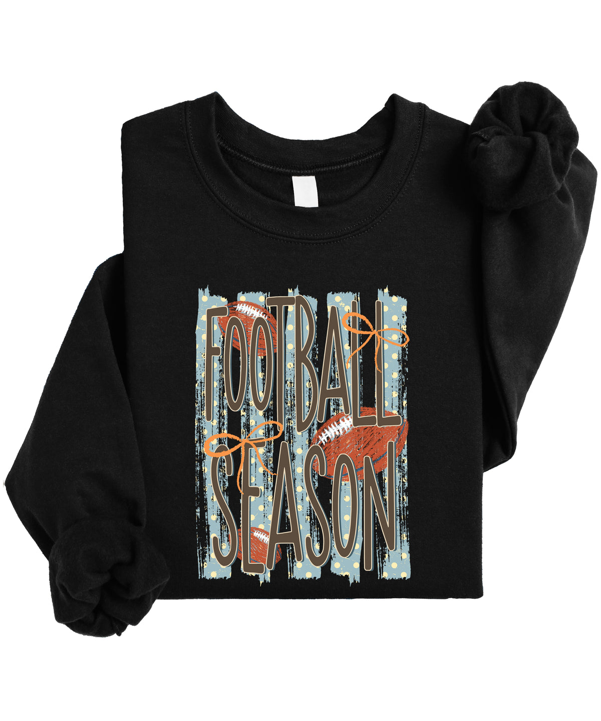 Football Season polka dot Black crewneck sweatshirt, view 3