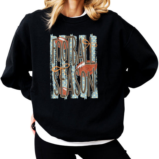 Football Season polka dot Black crewneck sweatshirt, view 4
