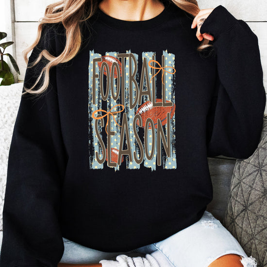 Football Season polka dot Black crewneck sweatshirt, view 6