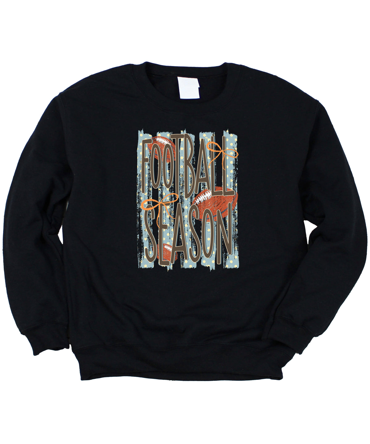 Football Season polka dot Black crewneck sweatshirt, view 7