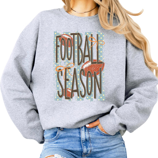Football Season polka dot Gray crewneck sweatshirt, view 1