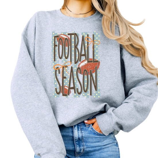 Football Season polka dot Gray crewneck sweatshirt, view 2