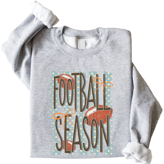 Football Season polka dot Gray crewneck sweatshirt, view 3