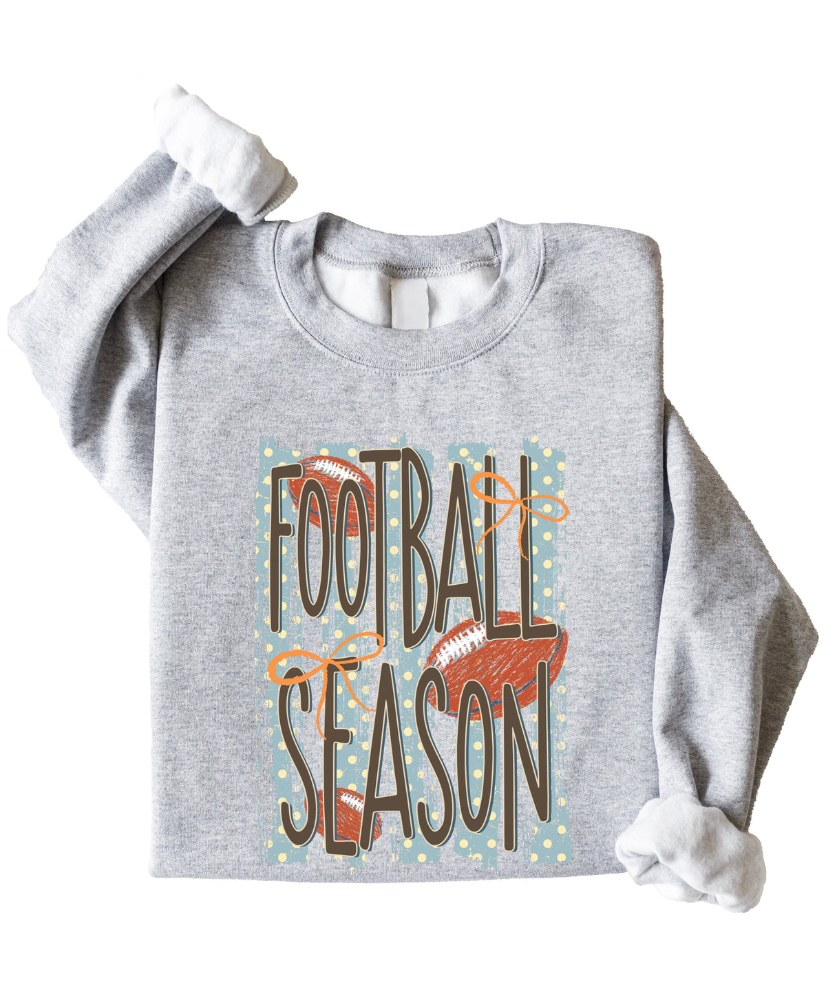 Football Season polka dot Gray crewneck sweatshirt, view 3