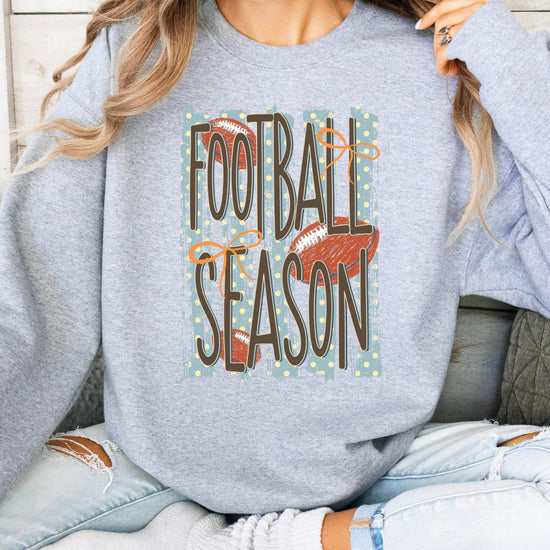 Football Season polka dot Gray crewneck sweatshirt, view 6