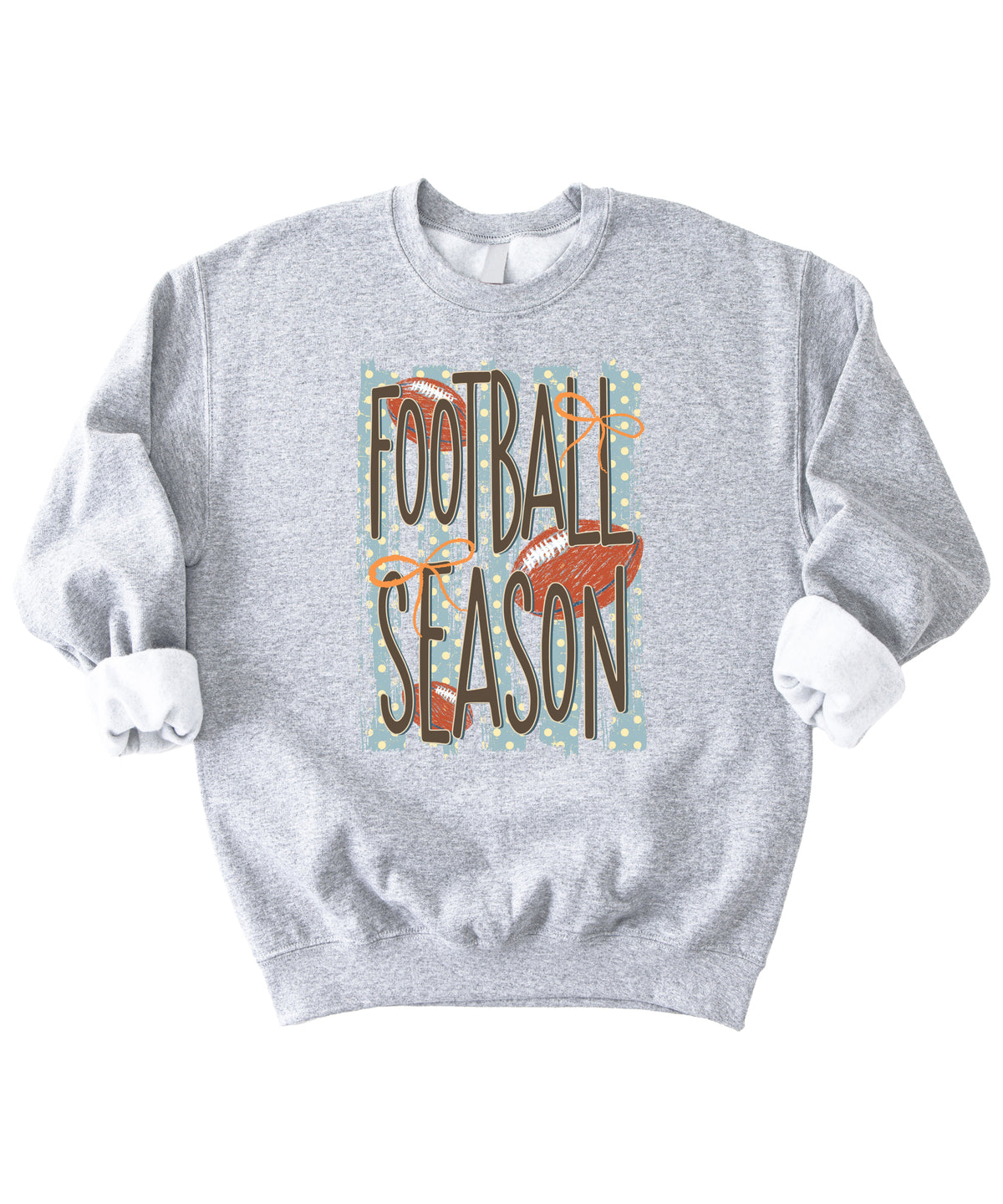 Football Season polka dot Gray crewneck sweatshirt, view 7