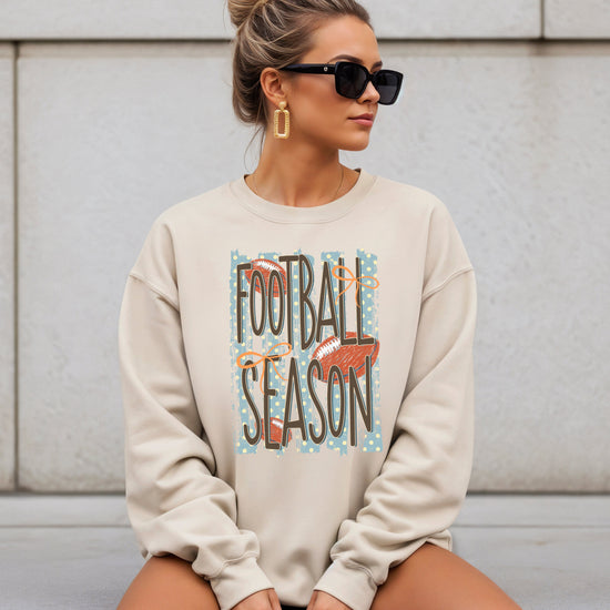 Football Season polka dot Sand crewneck sweatshirt, view 6