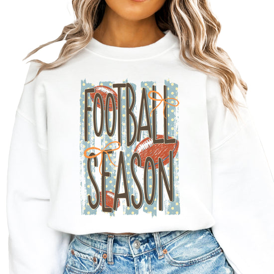 Football Season polka dot White crewneck sweatshirt, view 1