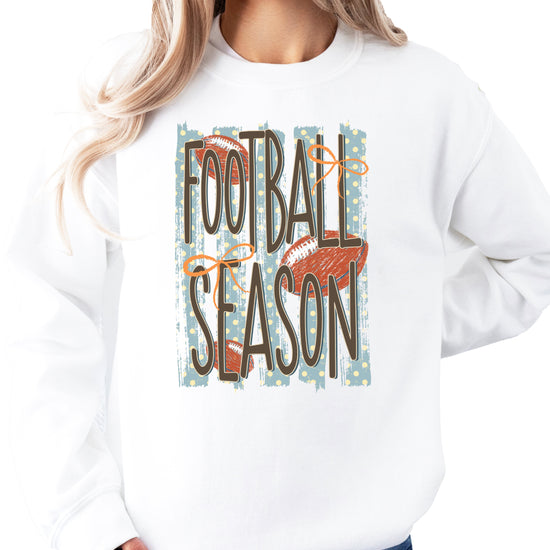 Football Season polka dot White crewneck sweatshirt, view 2