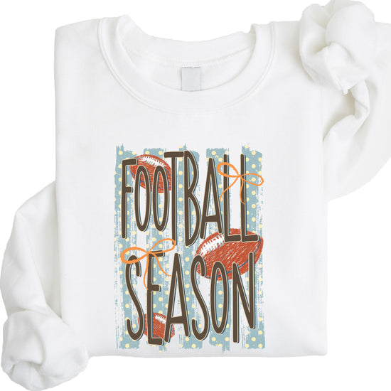 Football Season polka dot White crewneck sweatshirt, view 3