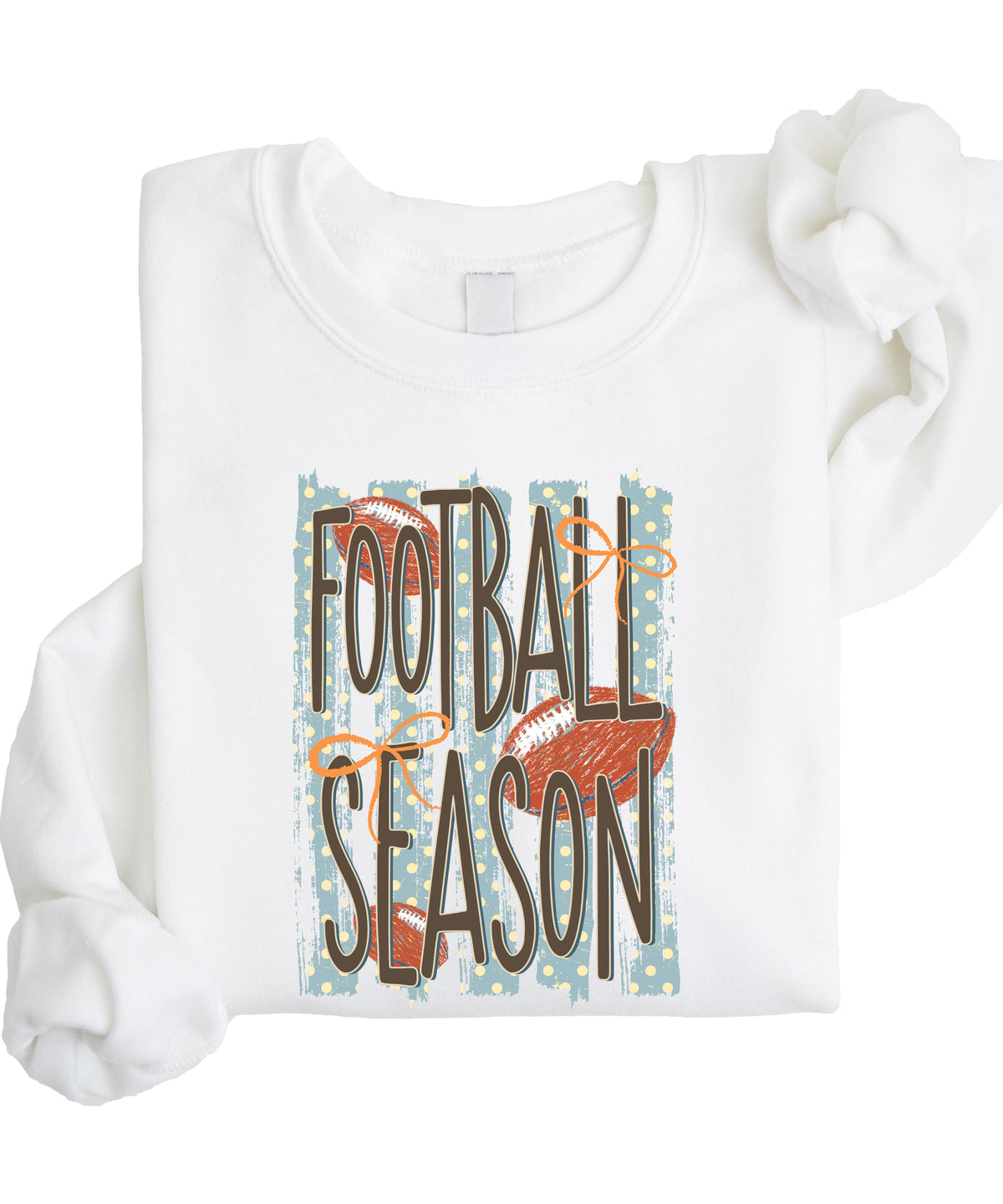 Football Season polka dot White crewneck sweatshirt, view 3