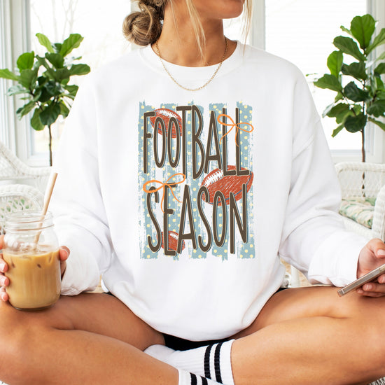Football Season polka dot White crewneck sweatshirt, view 4