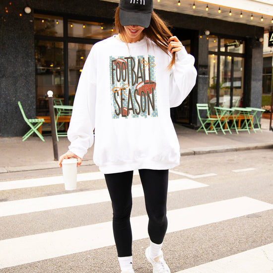 Football Season polka dot White crewneck sweatshirt, view 6